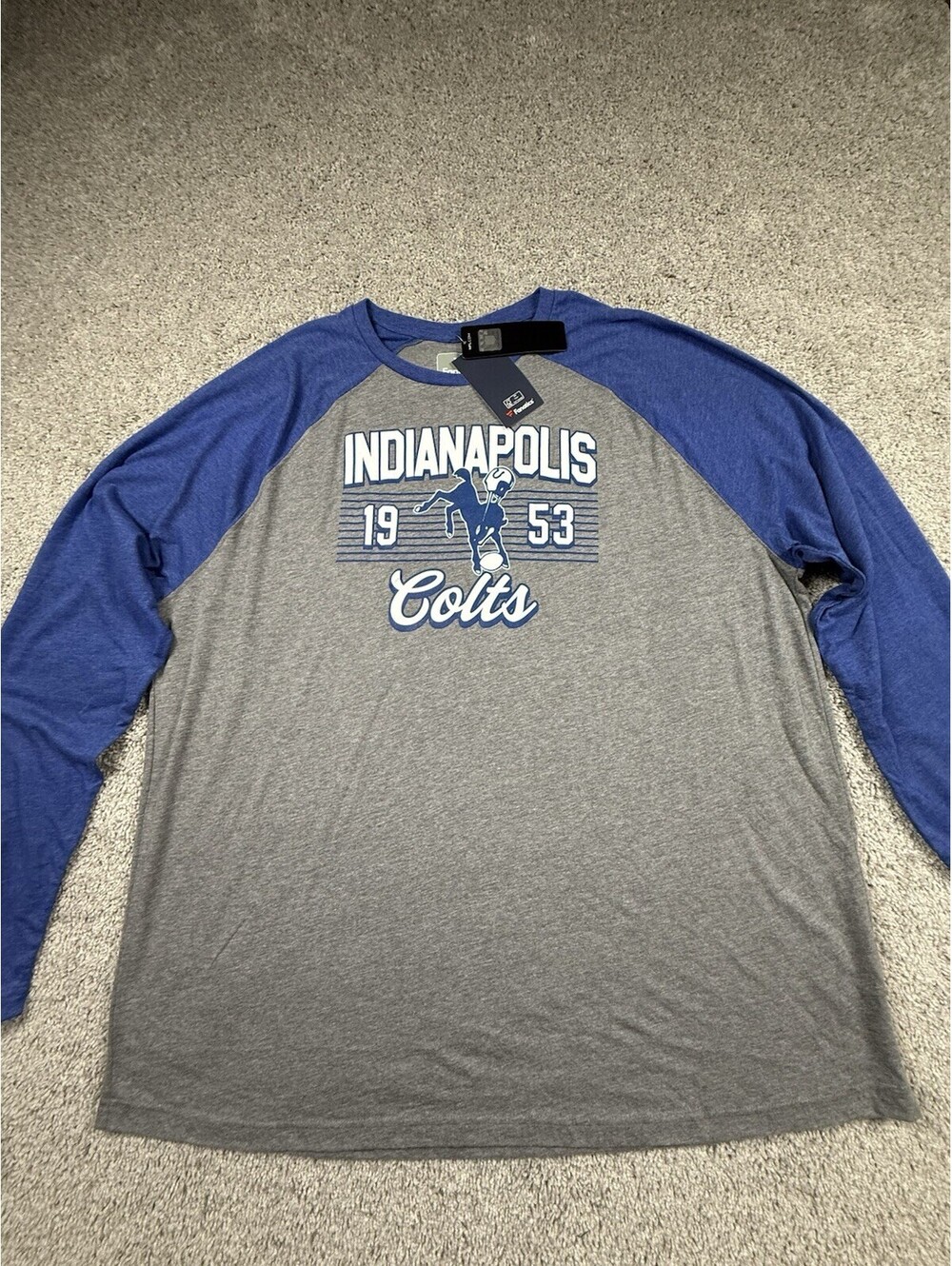 Fanatics NFL Indianapolis Colts Long Sleeve Raglan Shirt Mens 3XL NWT Gray Blue